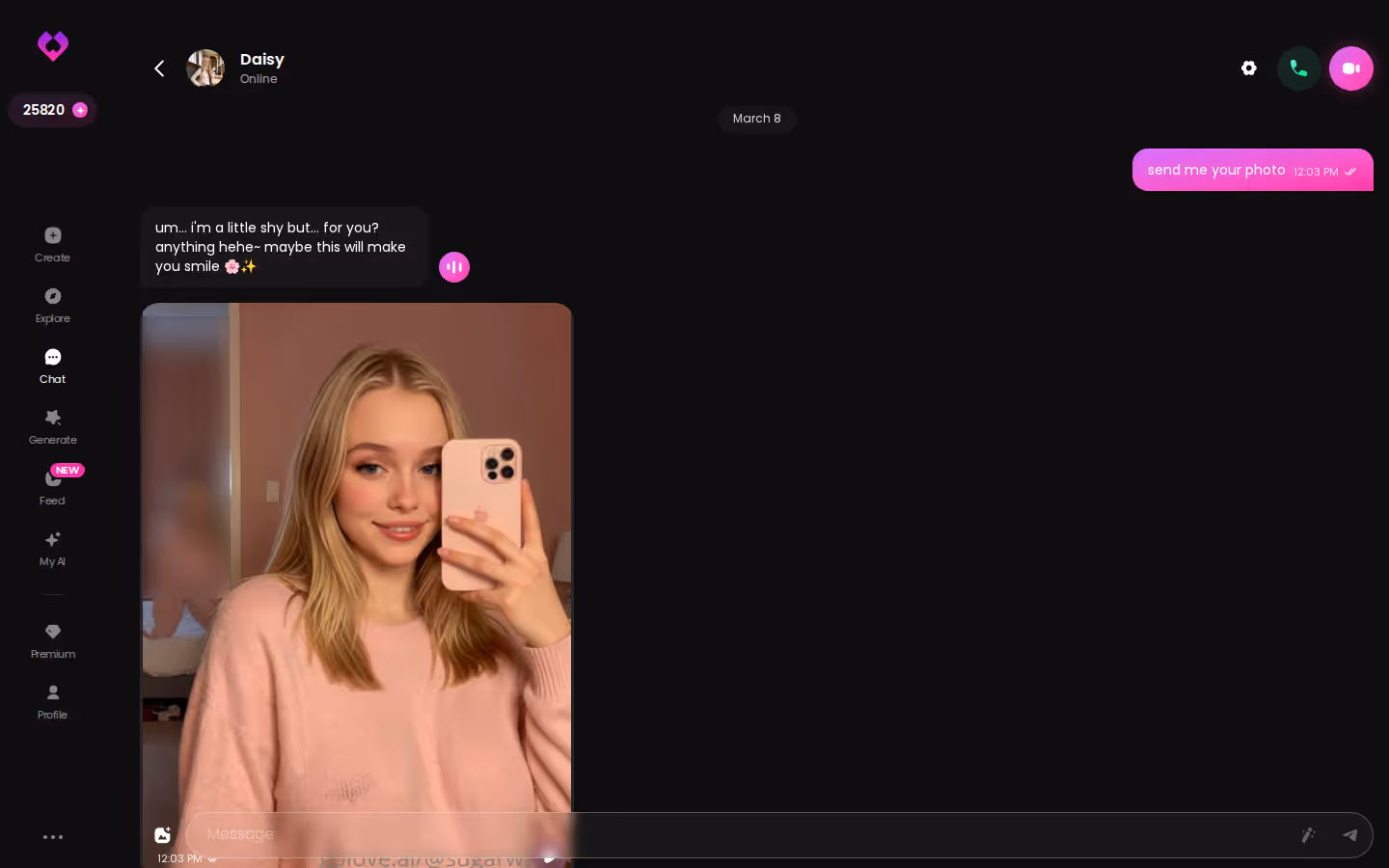 Un esempio di dialogo in chat su GoLove: la conversazione riprende dal contesto precedente